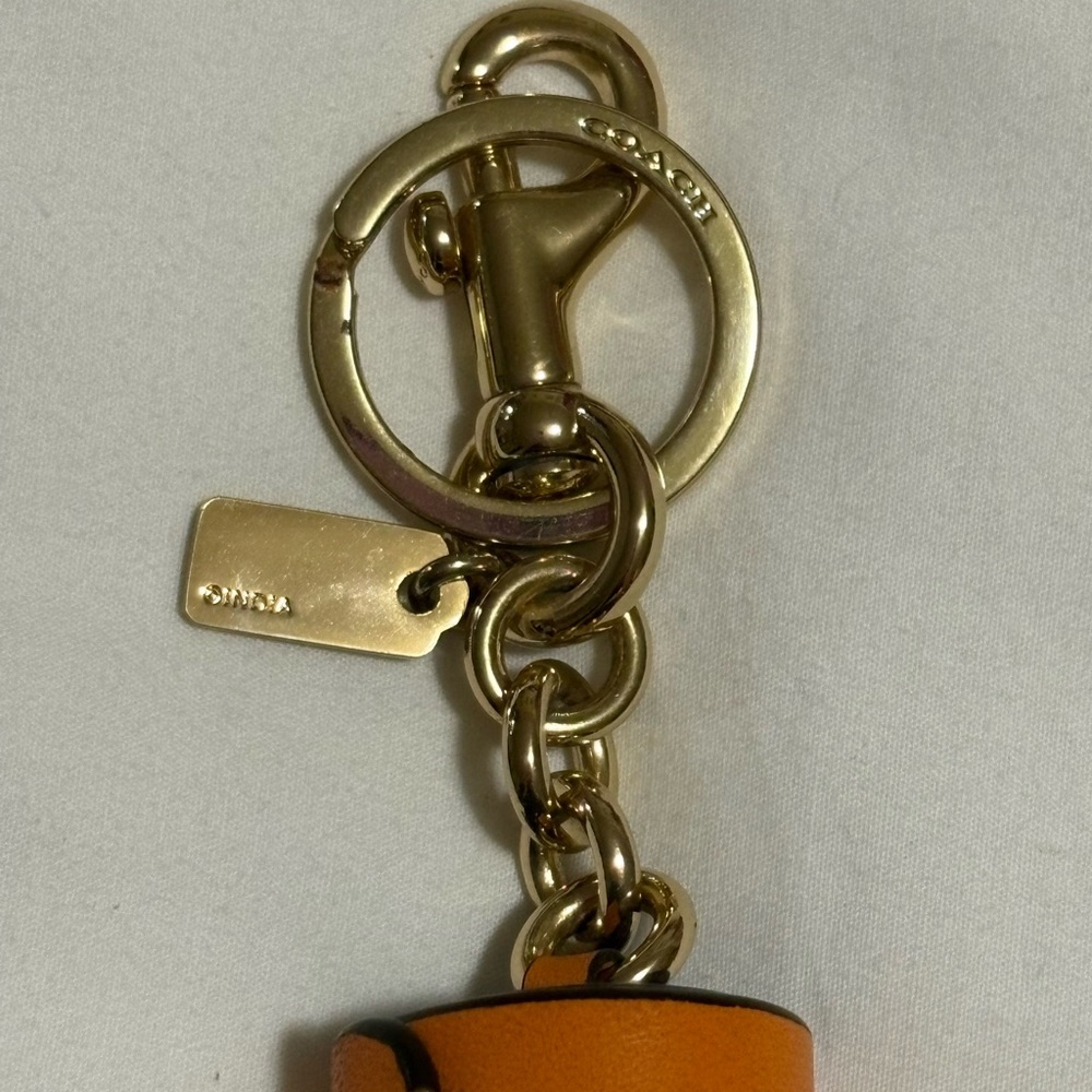 Coach Gold and Blue Leather Charm and Tassel Key Holder Charm - Picture 2 of 5